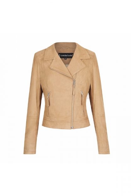 Womens Leather Jacket Annabel Beige 1